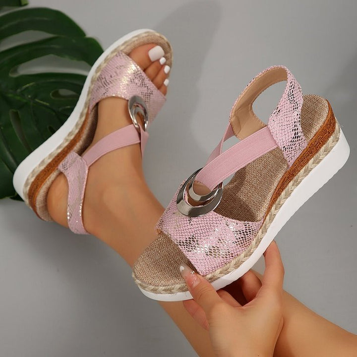 Ladies Decorative Wedge Sandals Lune London