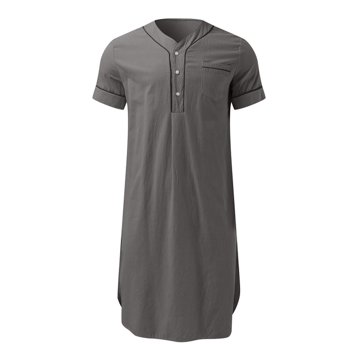 Short dress with short sleeves for women featuring a modern high collar and a practical button placket Lune London