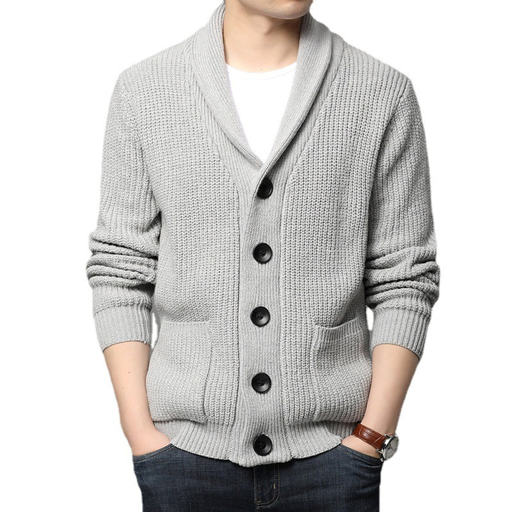 Knitted jacket for men with shawl collar and practical pockets Lune London