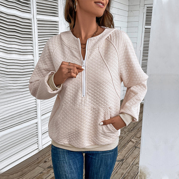 Sweat à zip tendance pour femmes avec zip et motif piqué Chic & Stil