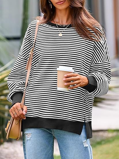 Lune London Casual Striped Oversized Sweater for Women
