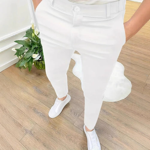 Trendy slim-fit pants for men with elastic waistband and practical pockets Lune London