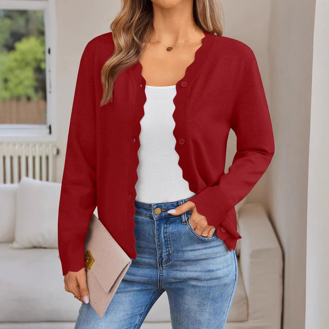 Women casual knit cardigan with wavy edge Lune London