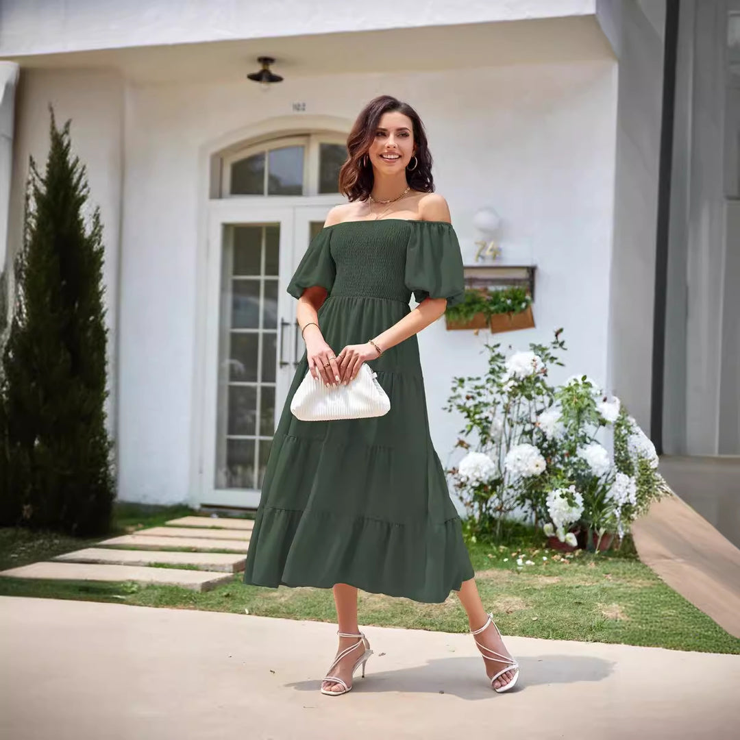 Maxi dress for women with slightly voluminous sleeves Lune London