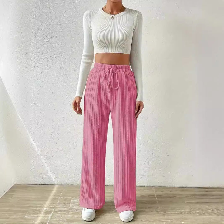 Casual stretch pants for women with elastic waistband and practical drawstring Lune London