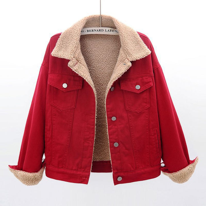 Women's denim jacket with warm inner lining and practical chest pockets Lune London
