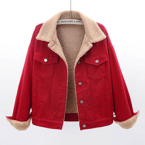 Women's denim jacket with warm inner lining and practical chest pockets Lune London