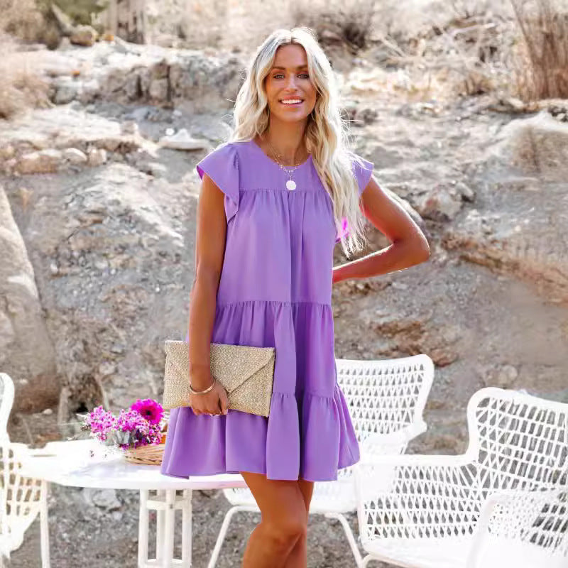 Ladies Mini Flowy Tiered Dress Lune London