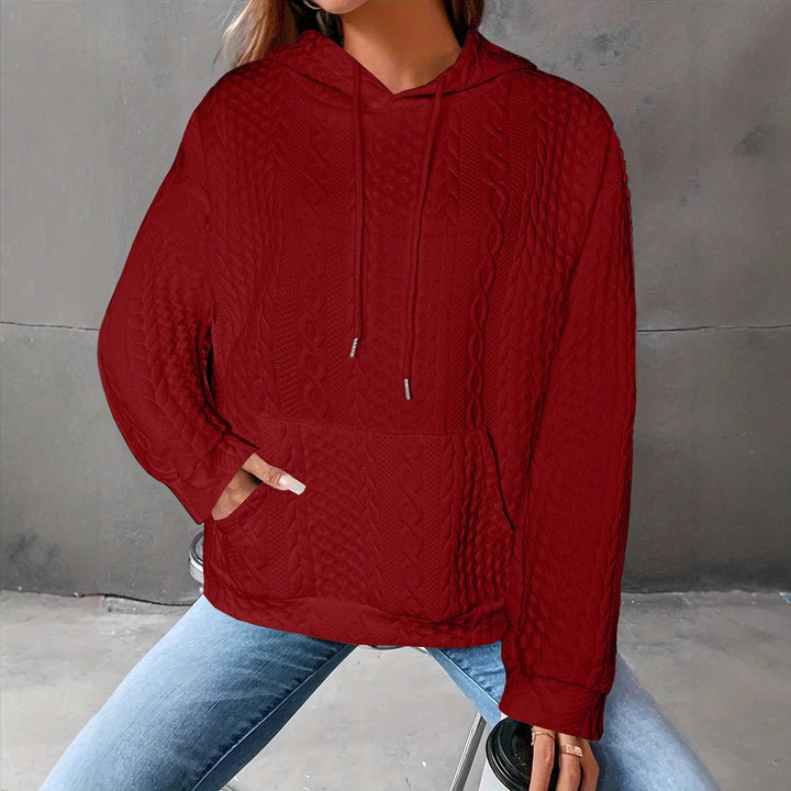 Women Cozy knit hoodie with embossed pattern details Lune London