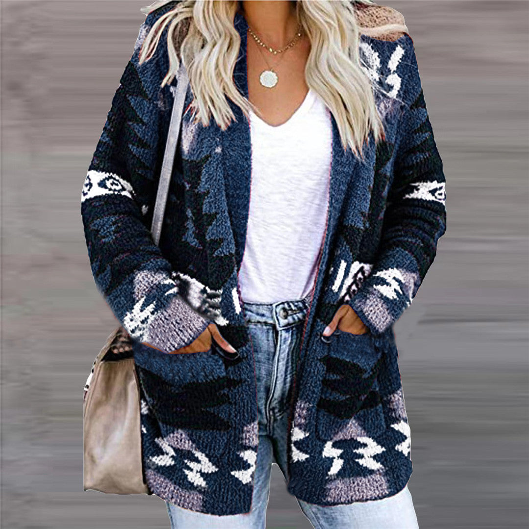 Women's knit jacket with asymmetrical pattern Lune London