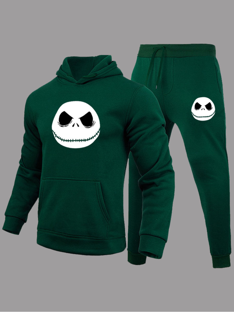 Women's sporty hoodie and jogger pants set with Jack Skellington pattern Lune London