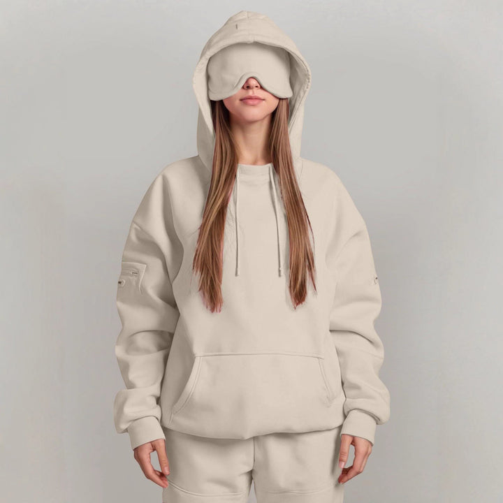 Ladies oversized cozy hoodie with integrated eye mask Lune London