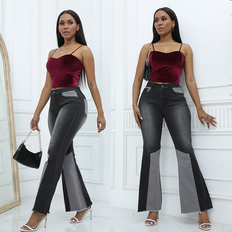 High-waisted jeans for women in colorblock design Lune London