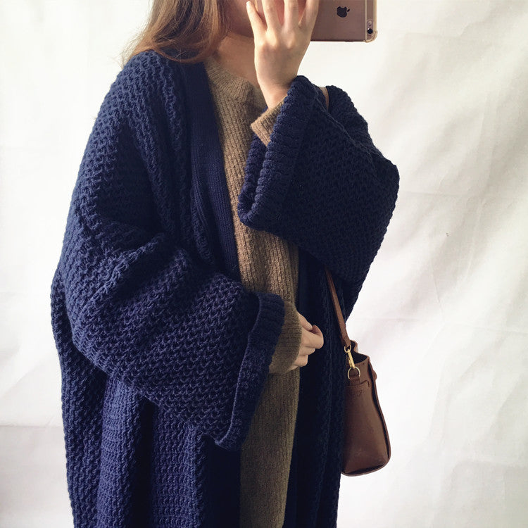 Casual knitted coat for women with open front and voluminous sleeves Lune London