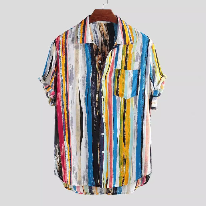 Short sleeve women's shirt with a modern stripe pattern and a chest pocket Lune London