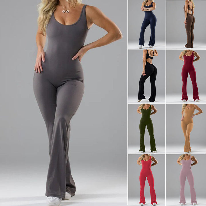 Ladies Flared Sport Jumpsuit with Soft Material Lune London