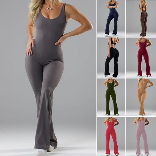 Ladies Flared Sport Jumpsuit with Soft Material Lune London