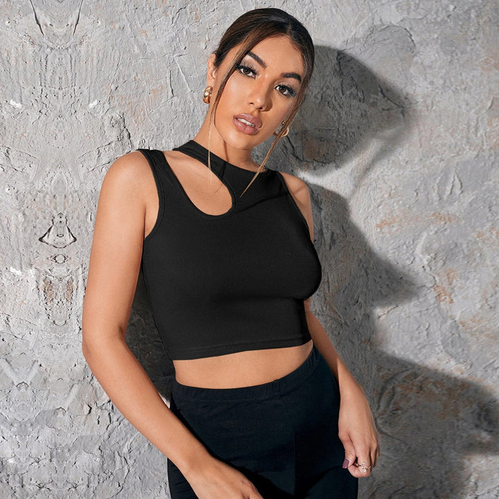 Chic & Stil Women's Asymmetrical Cut Top with Elegant Strap Design