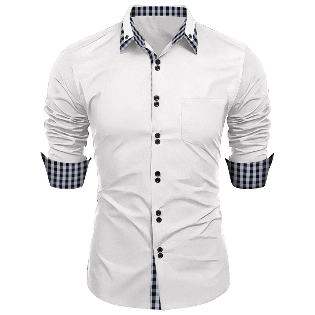 Premium long-sleeve shirt for men with contrasting button and cuff Lune London