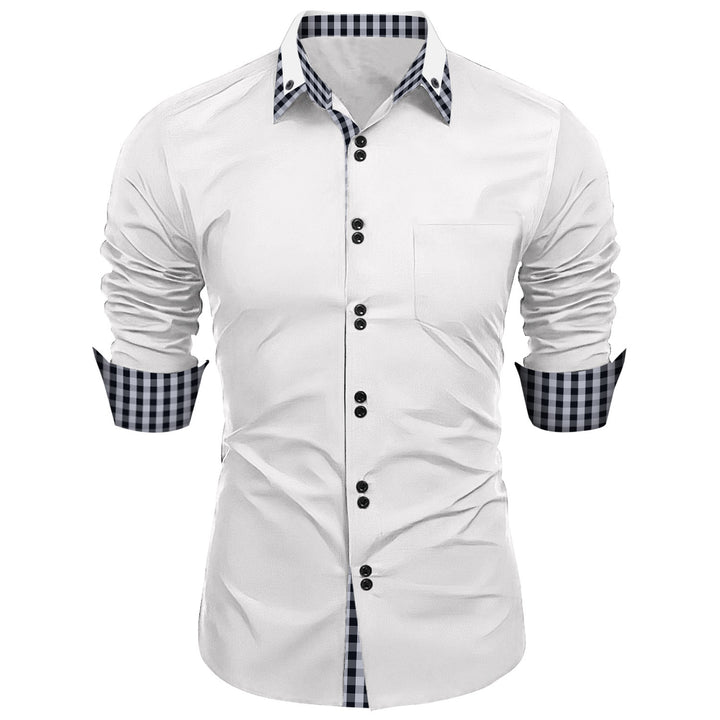 Premium long-sleeve shirt for men with contrasting button and cuff Lune London