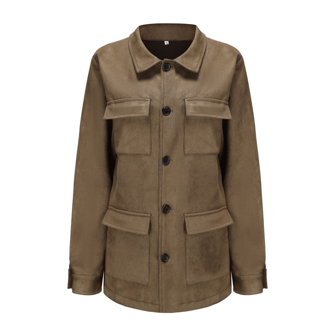 Utility jacket for women with large patch pockets and button placket Lune London