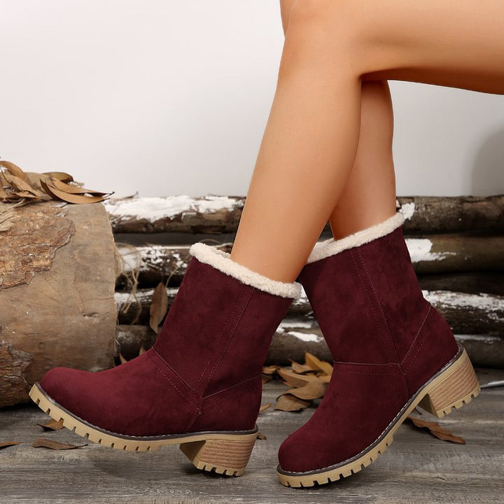 Women's warm booties with lamb fur collar Lune London
