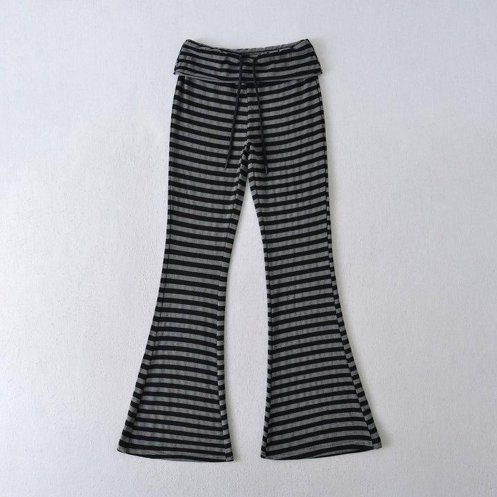 High-waisted flared pants for women with striped design Lune London