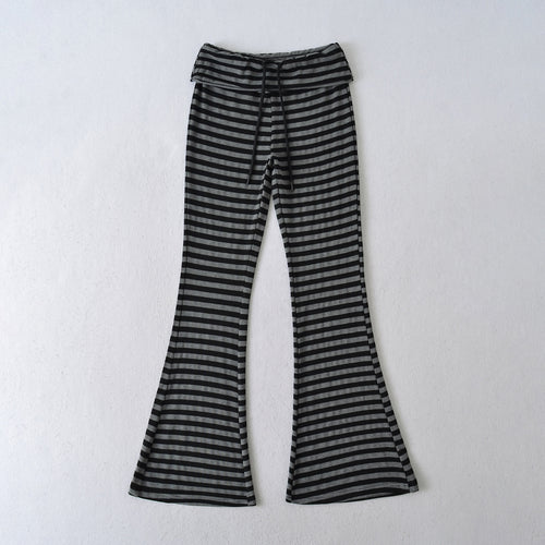High-waisted flared pants for women with striped design Lune London