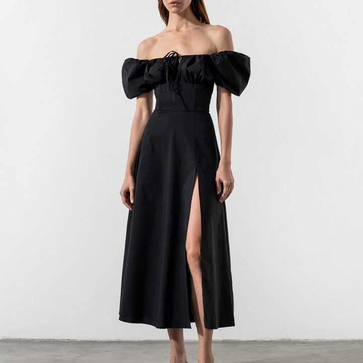 Robe maxi femme avec design off-the-shoulder et manches bouffantes volumineuses Chic & Stil