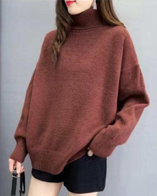 Women Oversized High Neck Sweater with Puffed Sleeves Lune London