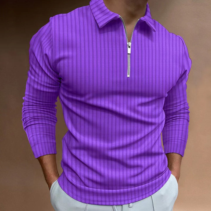 Men's long sleeve polo with trendy zip closure Lune London