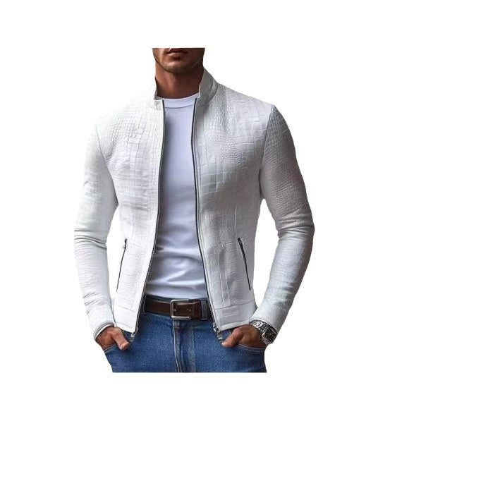 Elegant faux leather jacket for men with a crocodile-like texture Lune London