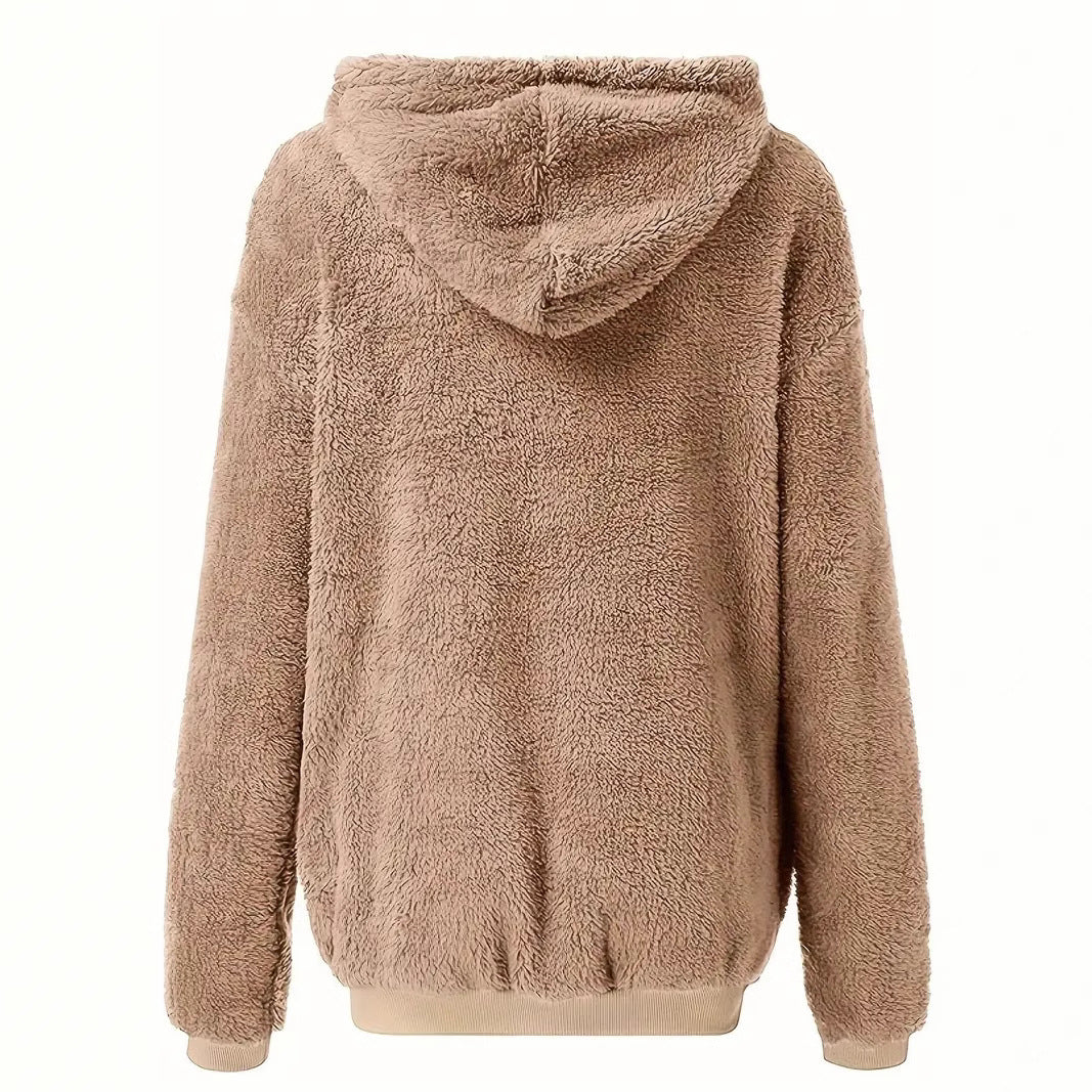 Ladies Soft Hooded Jacket with Zipper Closure and Chic Practical Design