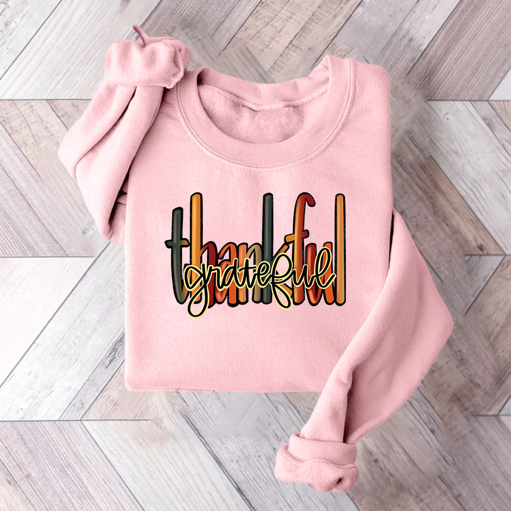 Sweatshirt pour femmes avec lettrage créatif "thankful" et coupe confortable Chic & Stil
