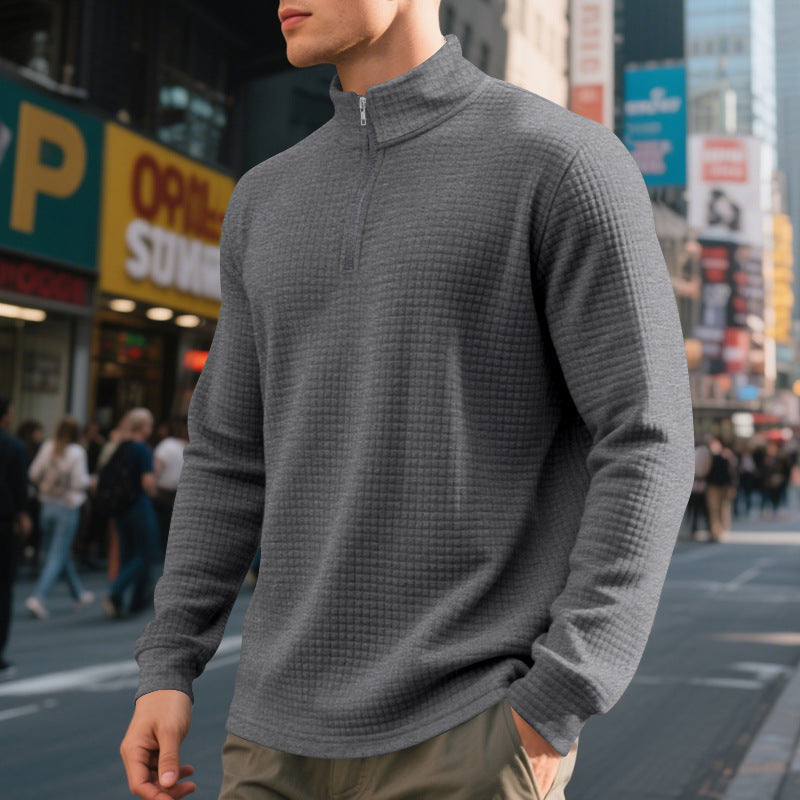 Functional pullover for men with half-zip and refined structured design Lune London