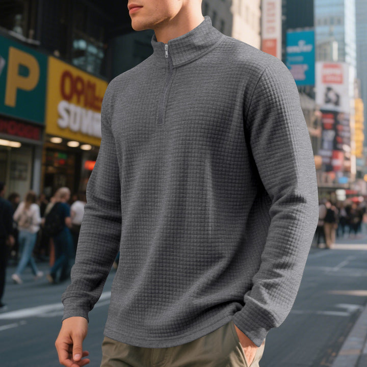 Functional pullover for men with half-zip and refined structured design Lune London
