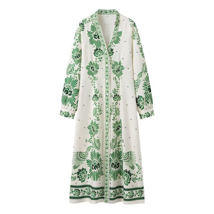 Maxi dress for women with a floral design and a stylish button closure Lune London