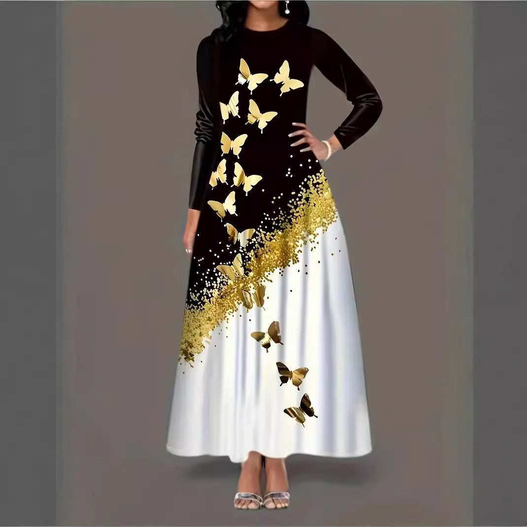 Women Elegant Long Sleeve Dress with Butterfly Design Lune London