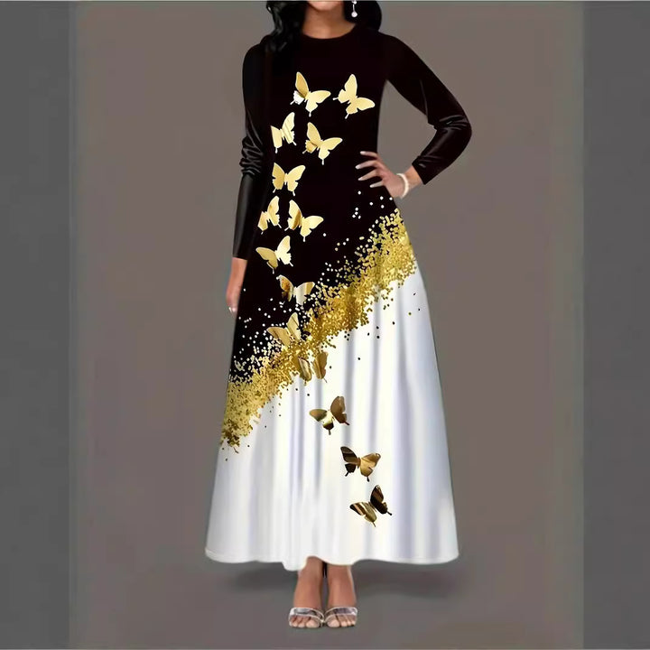 Women Elegant Long Sleeve Dress with Butterfly Design Lune London