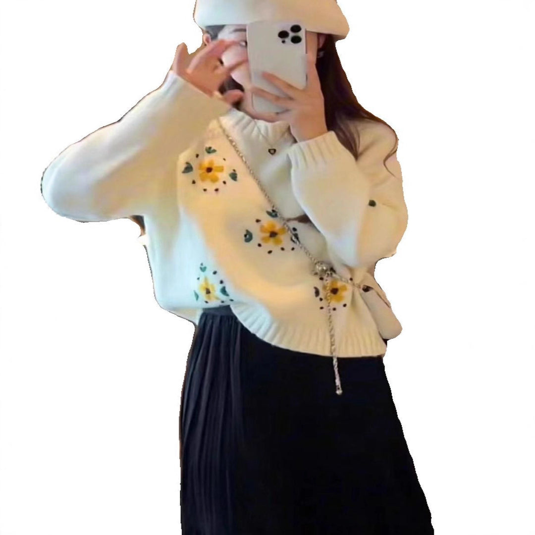 Pull en tricot pour femme avec design floral Chic & Stil