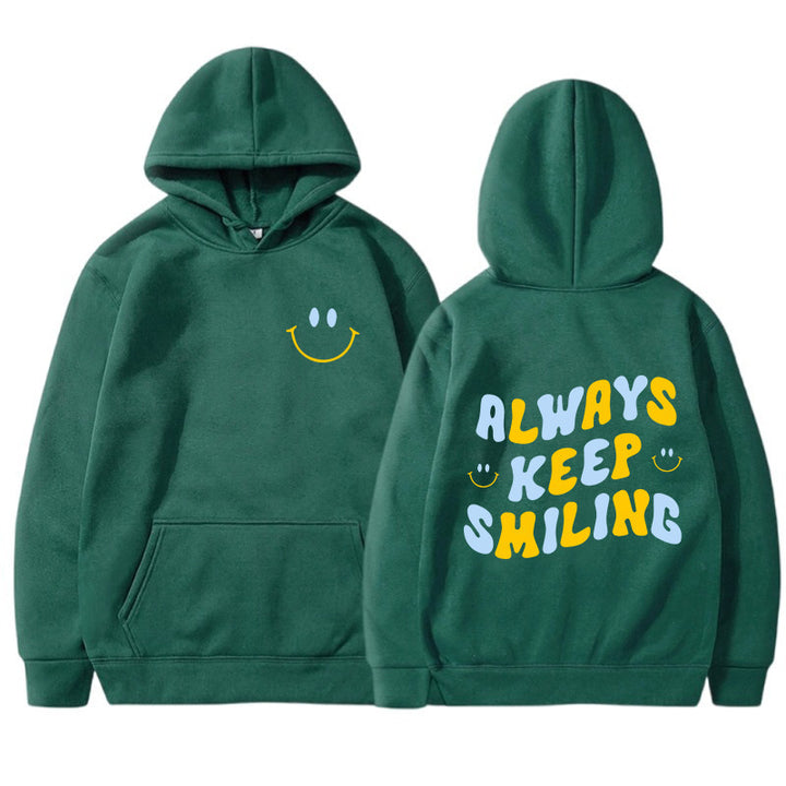 Ladies hoodie with cheerful lettering and practical kangaroo pockets Lune London