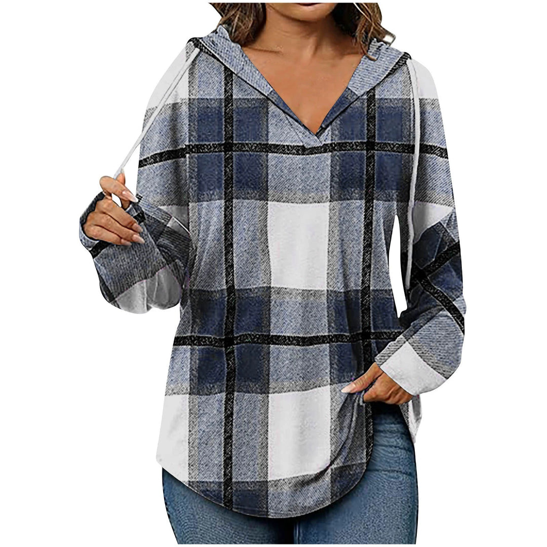 Women’s hoodie with checkered design and V-neck Lune London