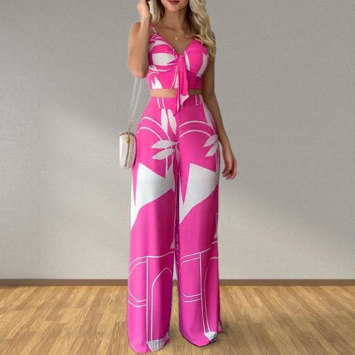 Ensemble Élégant Femme avec Combinaison de Haut Court et Pantalons Amples Chic & Stil