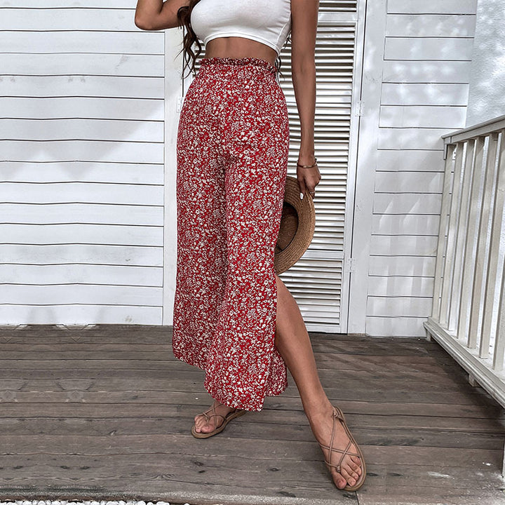 Women Wide Leg Pants Floral Print Lune London