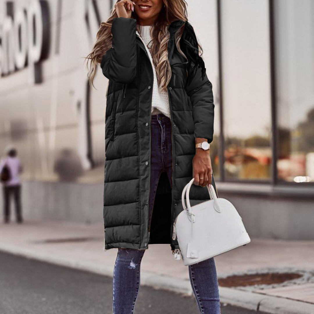 Ladies Long Long Down Jacket with High Collar and Practical Chic Pockets