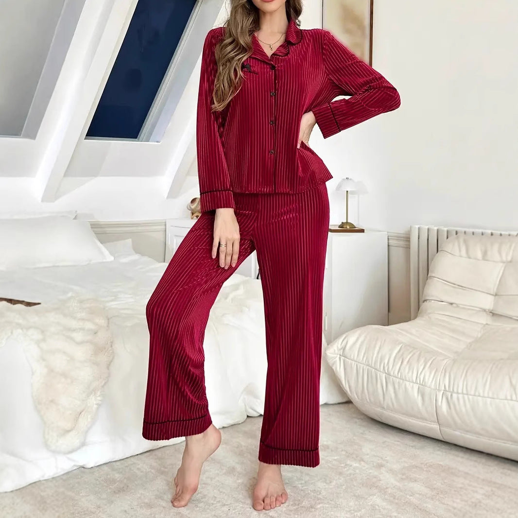Ladies Luxurious Pajama Set with Fine Lune London Stripes