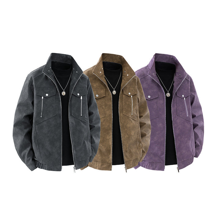 Classic suede leather jacket for men with practical pockets Lune London