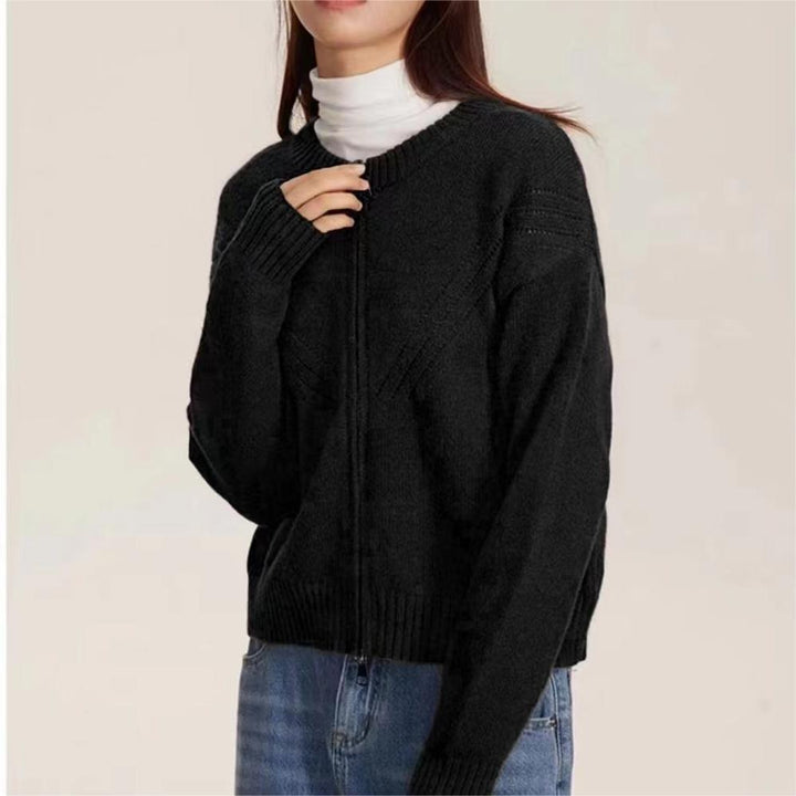 Cardigan pour femmes avec col montant et fermeture éclair moderne Chic & Stil