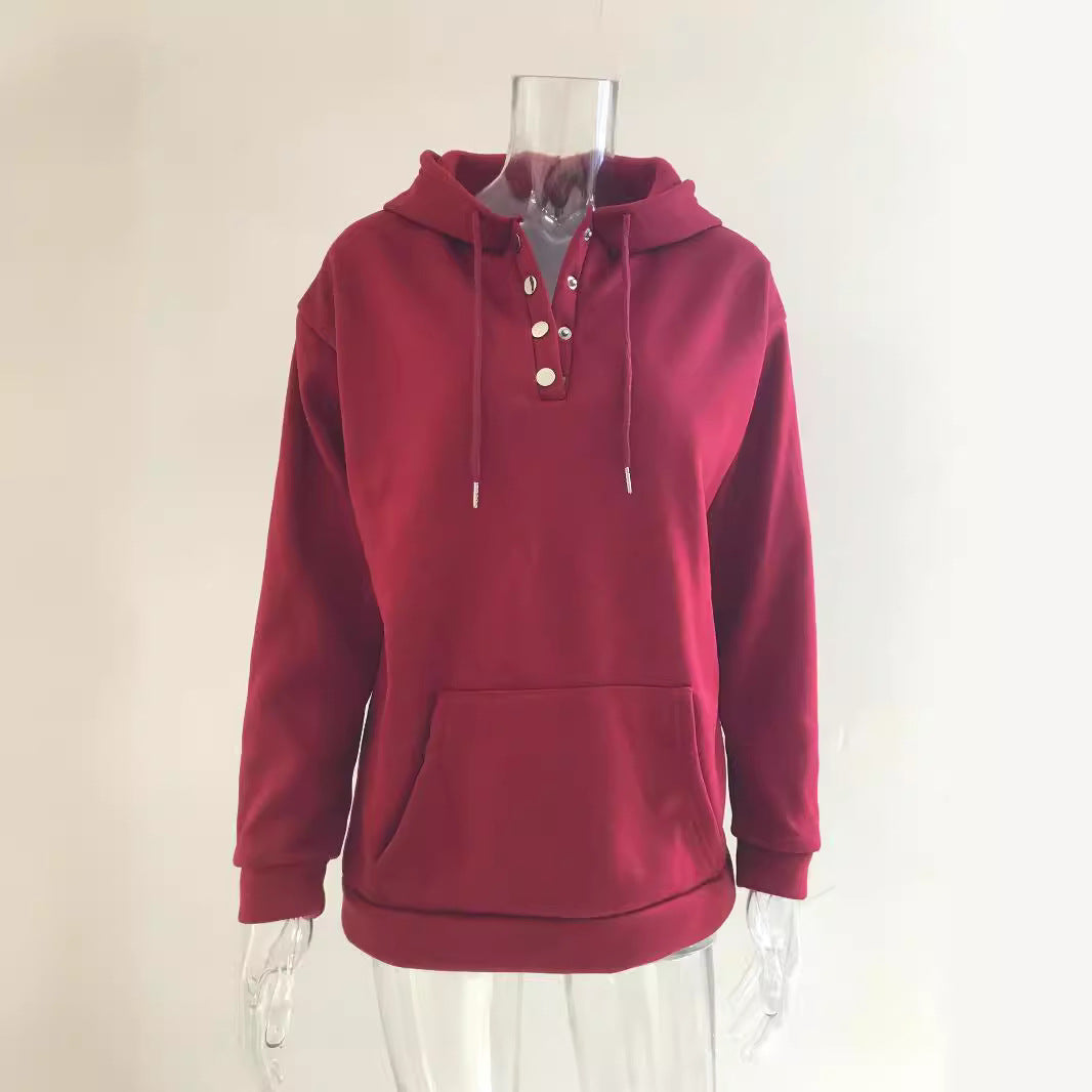 Women's hoodie with button details and practical pockets Lune London
