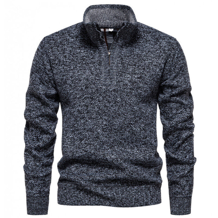 Men's High-Quality Pullover with High Collar and Zip Lune London
